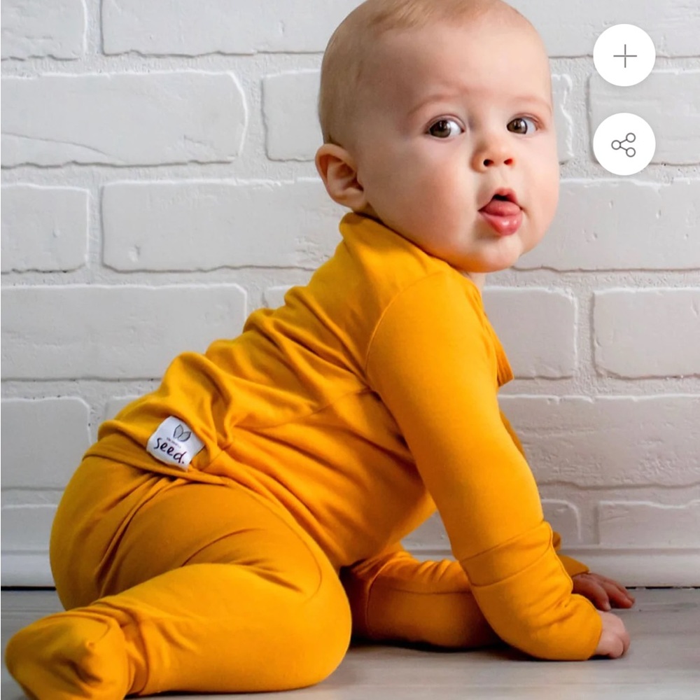 NWT the simple seed baby company mustard light-luxe day to night romper